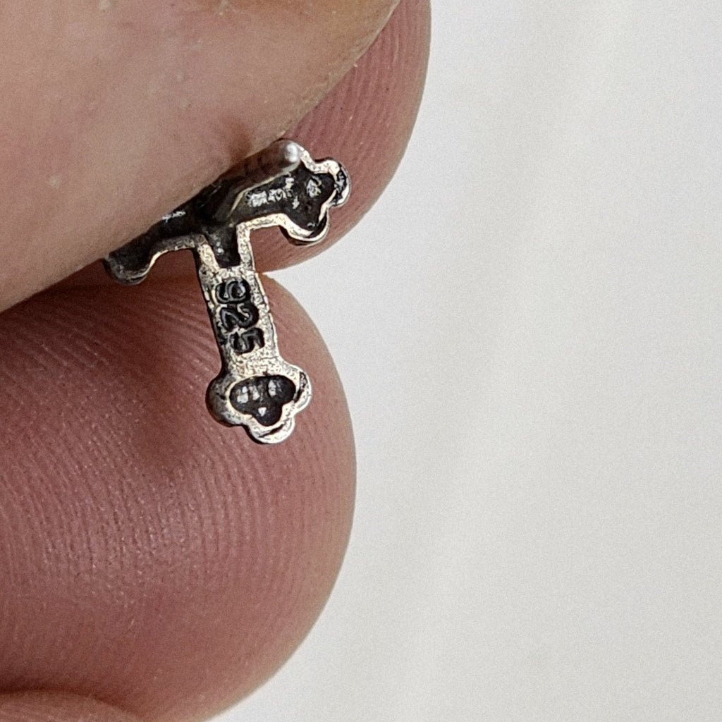 Lobbed Cross Stud Earrings Sterling Silver 925 Vintage