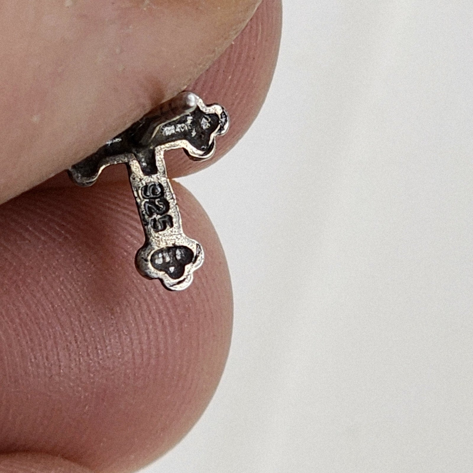 Lobbed Cross Stud Earrings Sterling Silver 925 Vintage