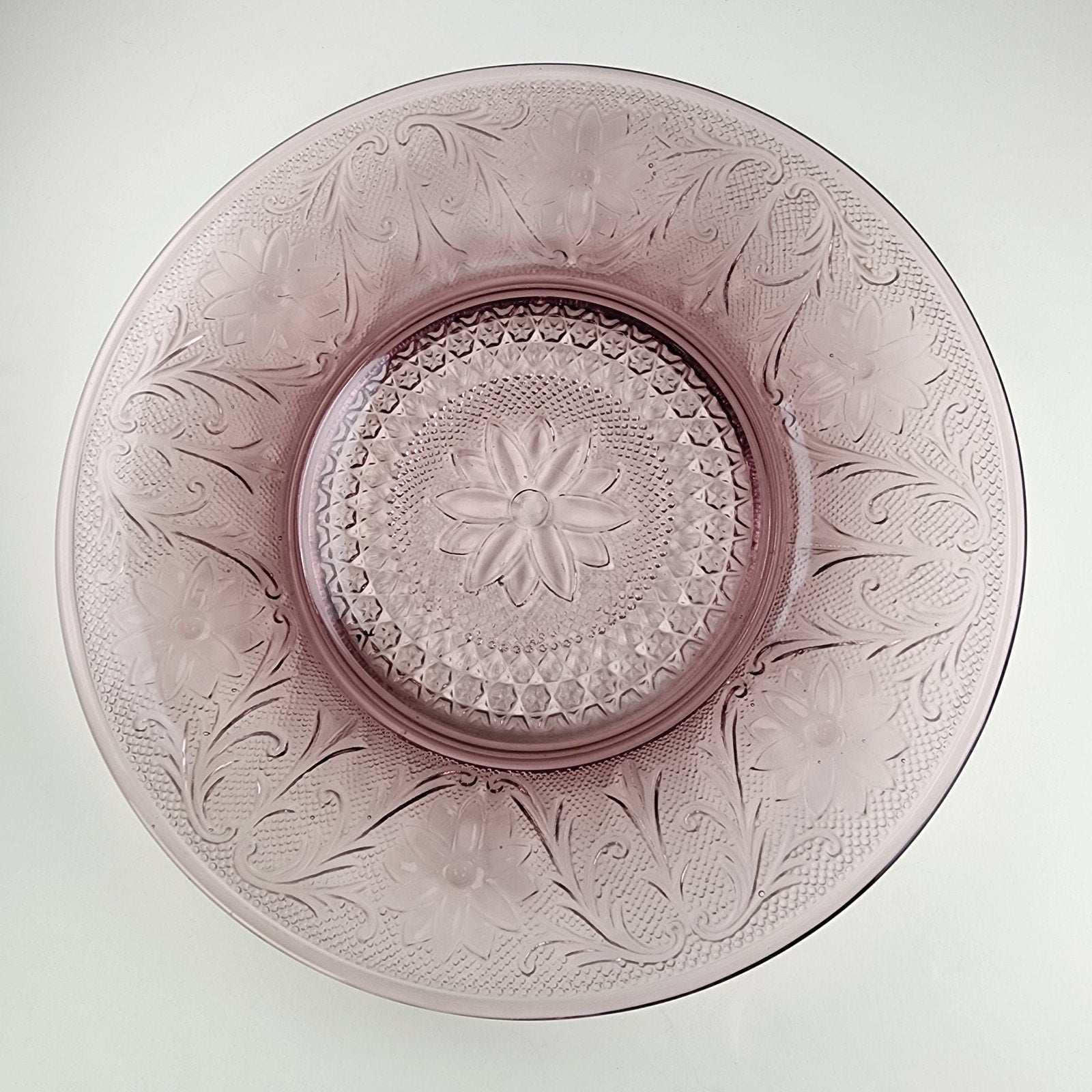 10 1/2" Amethyst Purple Plum Tiara Glass Salad Dessert Plate Set of 2