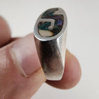 Vintage Taxco Abalone Inlay Ring Size 5 3/4 in Sterling Silver 925