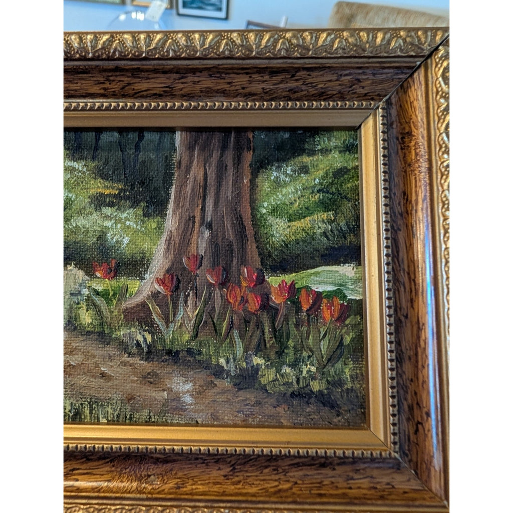 Framed Miniature Acrylic on Panel Nature Path Painting 8" x 6"
