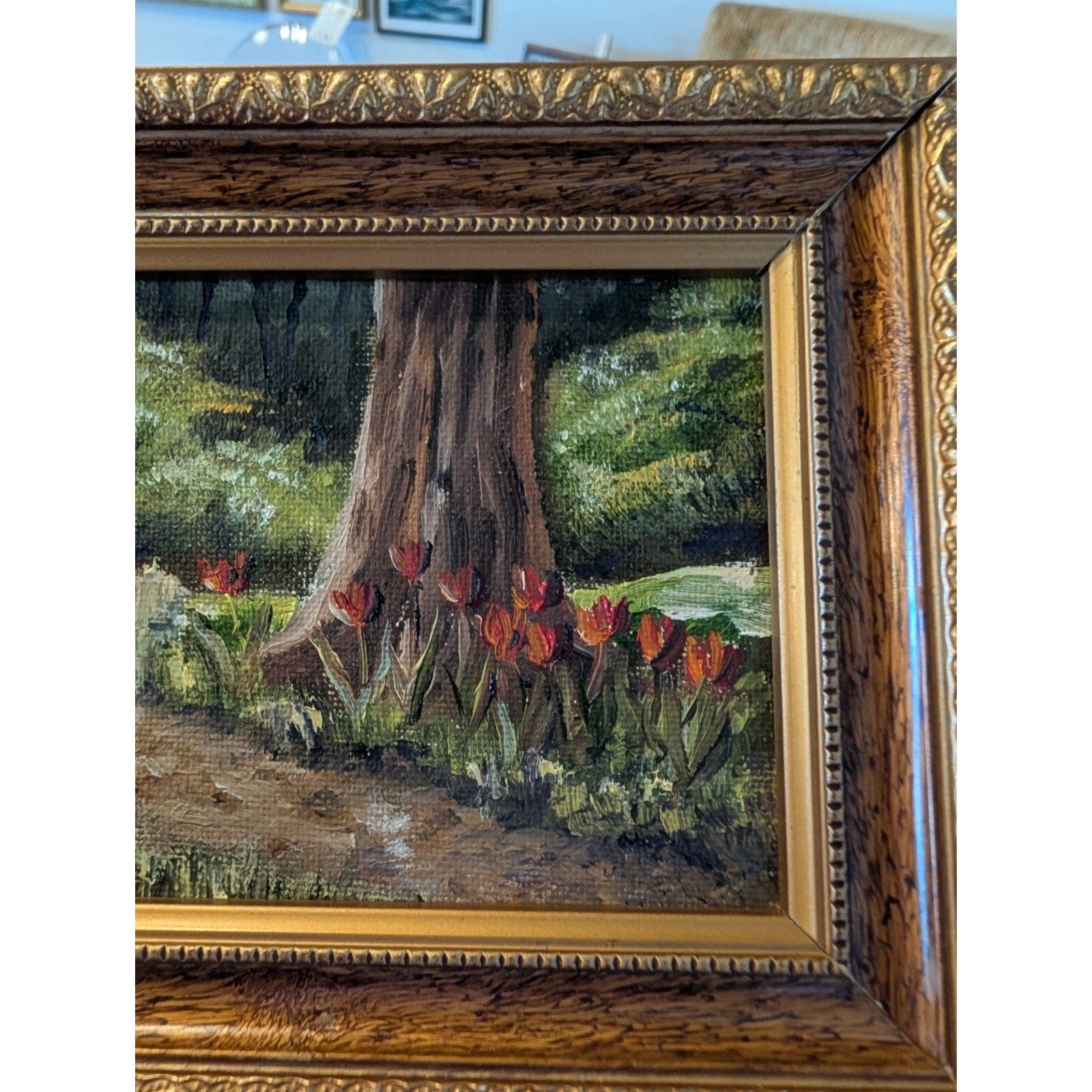 Framed Miniature Acrylic on Panel Nature Path Painting 8" x 6"