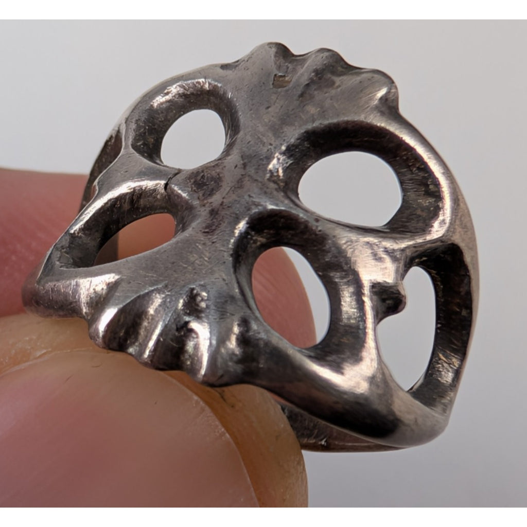 Old Pawn Native Navajo Sterling Silver 925 Sand Cast Ring Size 4 1/2
