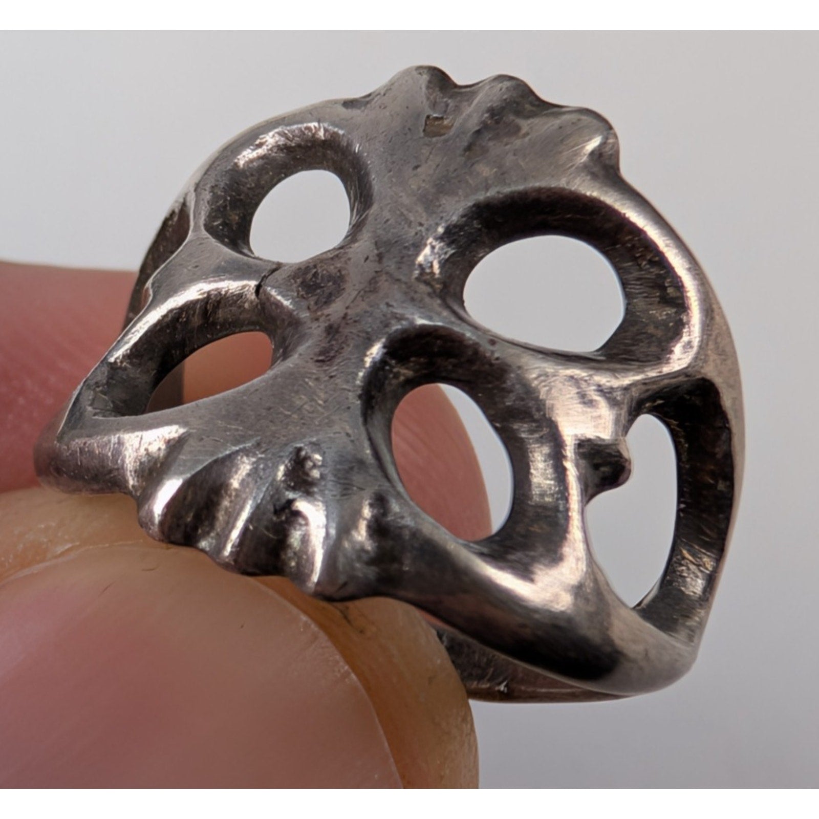 Old Pawn Native Navajo Sterling Silver 925 Sand Cast Ring Size 4 1/2