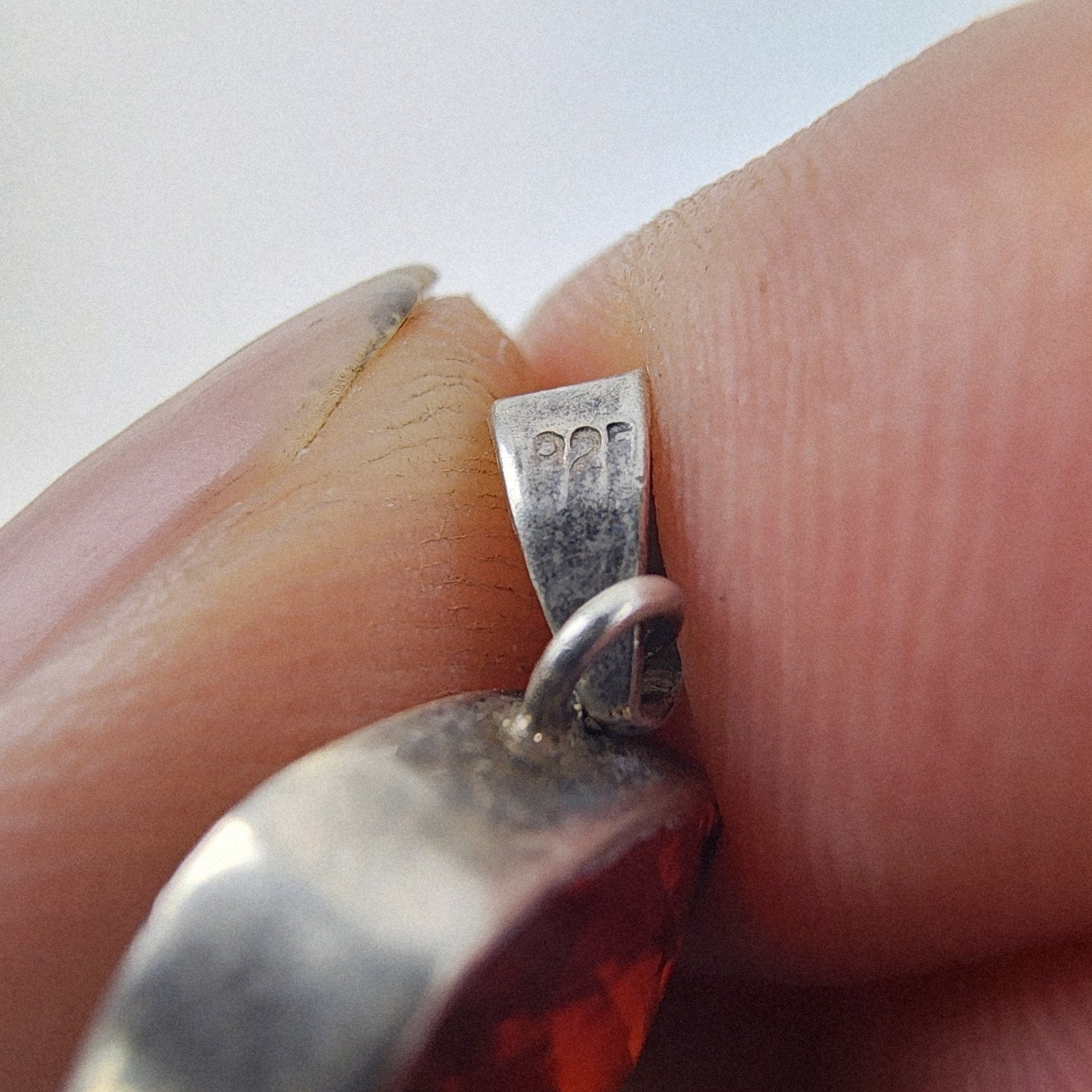 Red 3 Stone Sterling Silver 925 Cocktail Pendant Vintage