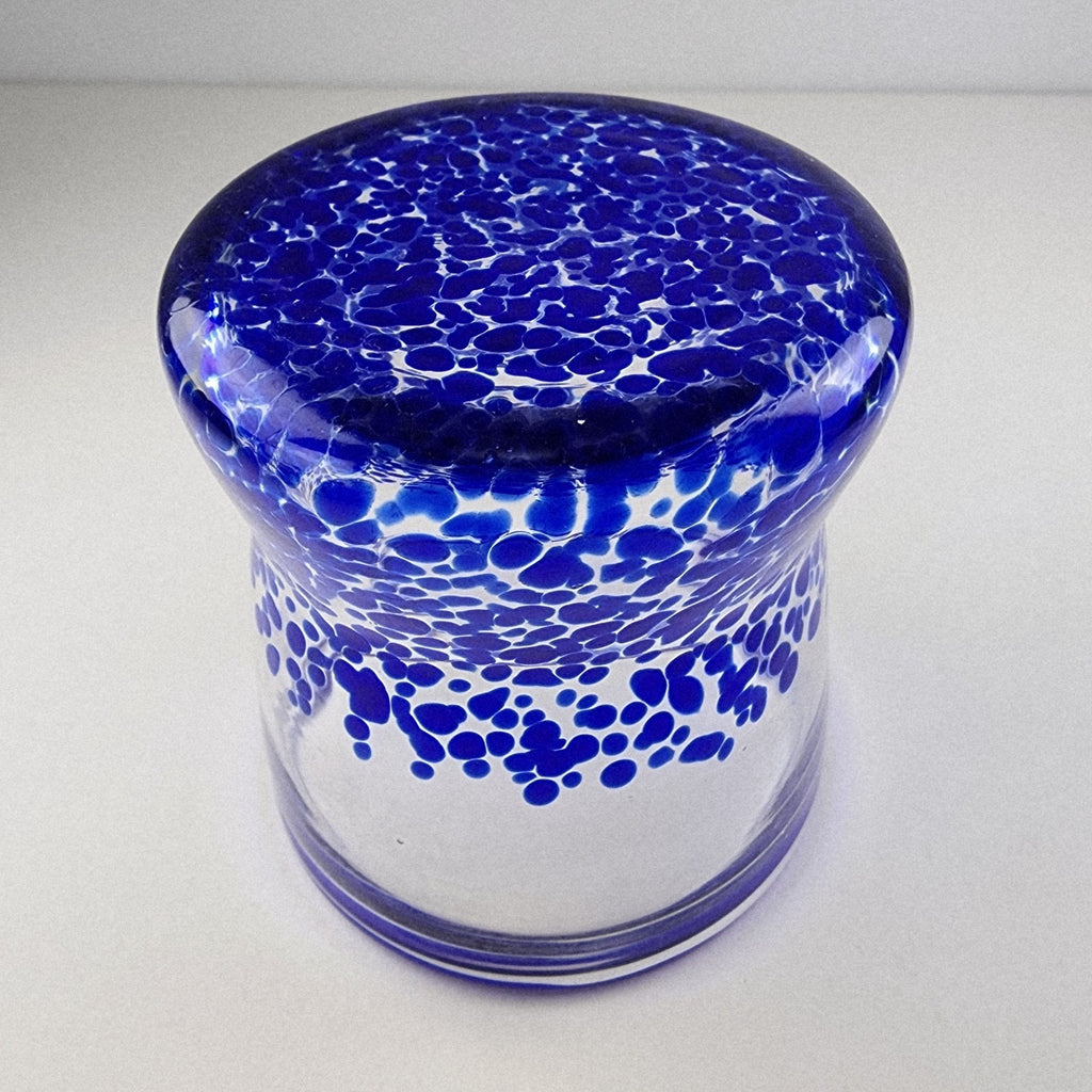 Hand Blown Blue and Clear Vase Art Glass Vessel