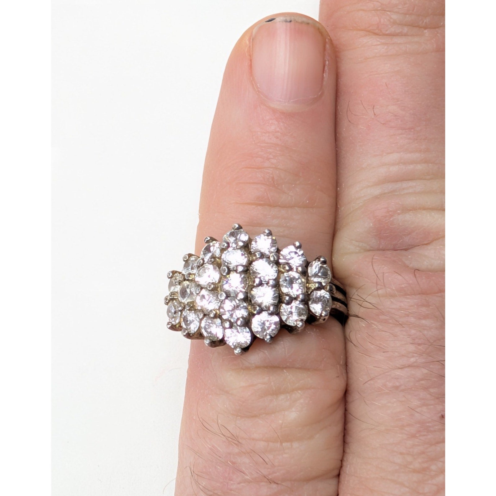 Designer CZ Cluster Sterling Silver 925 Ring Size 6