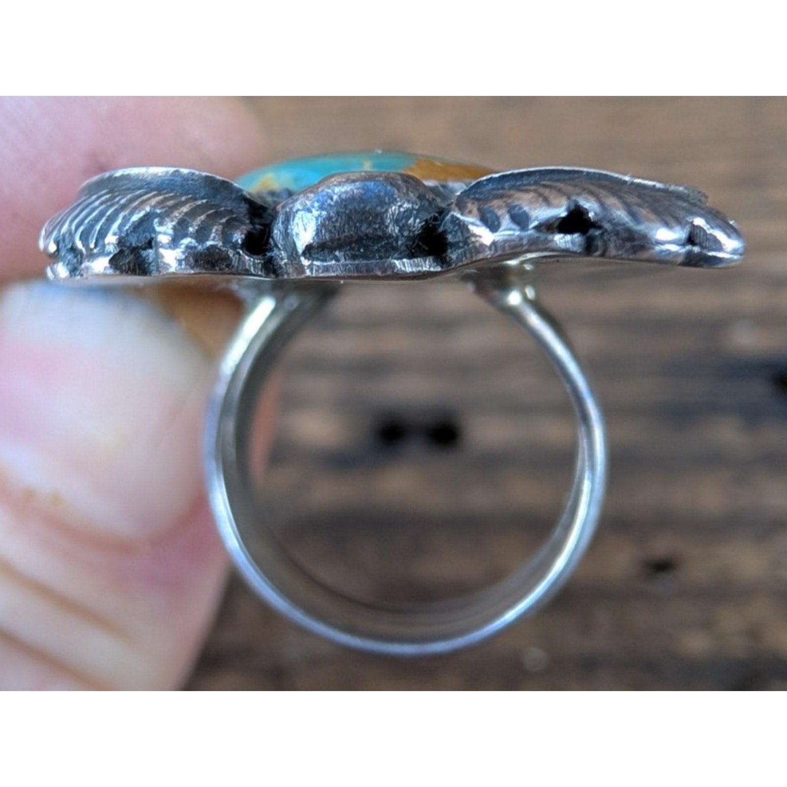 Royston Turquoise Sterling Silver Native Ring by Ruben Castillo Size 5 3/4