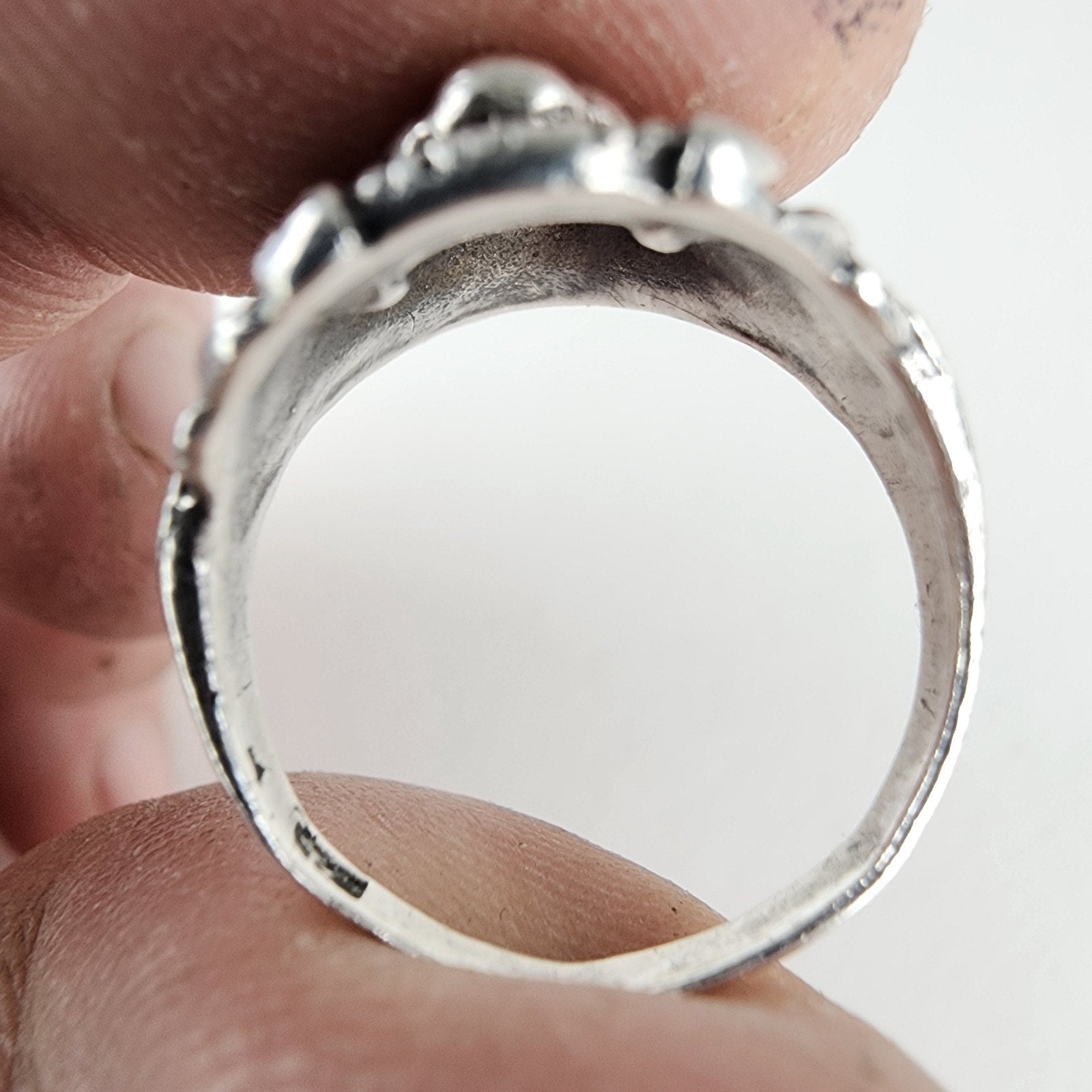 Native American Indian in Headdress Ring Size 8 1/4 Sterling Silver 925 Vintage