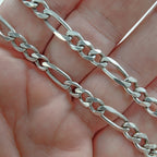 Vintage 22" Figaro 6mm Sterling Silver 925 Chain Necklace 26g Italy