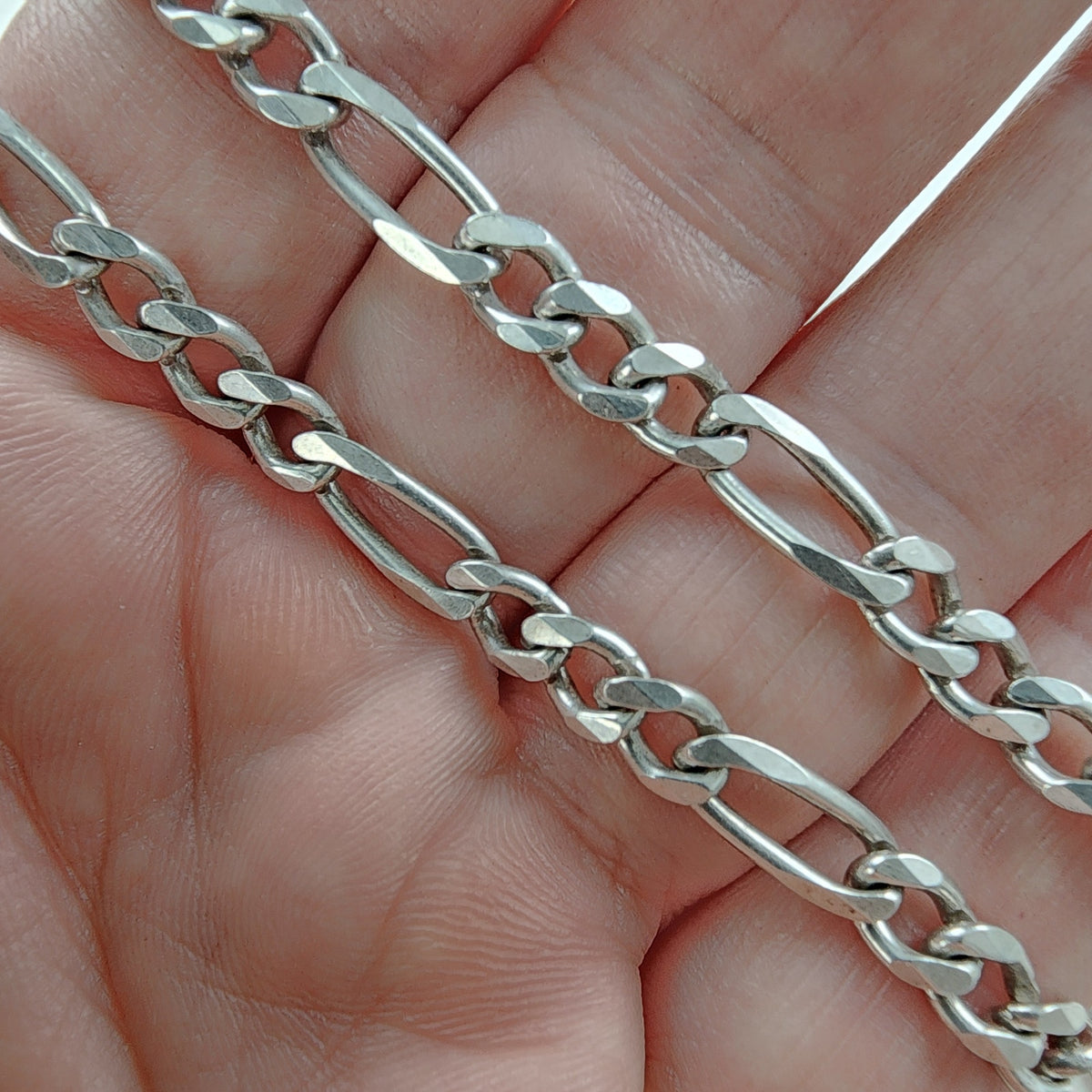 Vintage 22" Figaro 6mm Sterling Silver 925 Chain Necklace 26g Italy