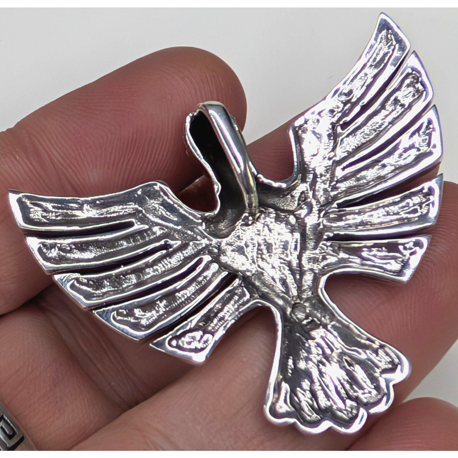Bird Pendant Sterling Silver 925 Multistone Opal Turquoise Inlay Southwestern