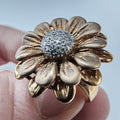 Sunflower Diamond Accent Gold Finish Ring Size 8 Sterling Silver 925 Vintage