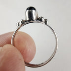 Vintage Black Onyx Beaded Ring Size 6 1/4 in Sterling Silver 925