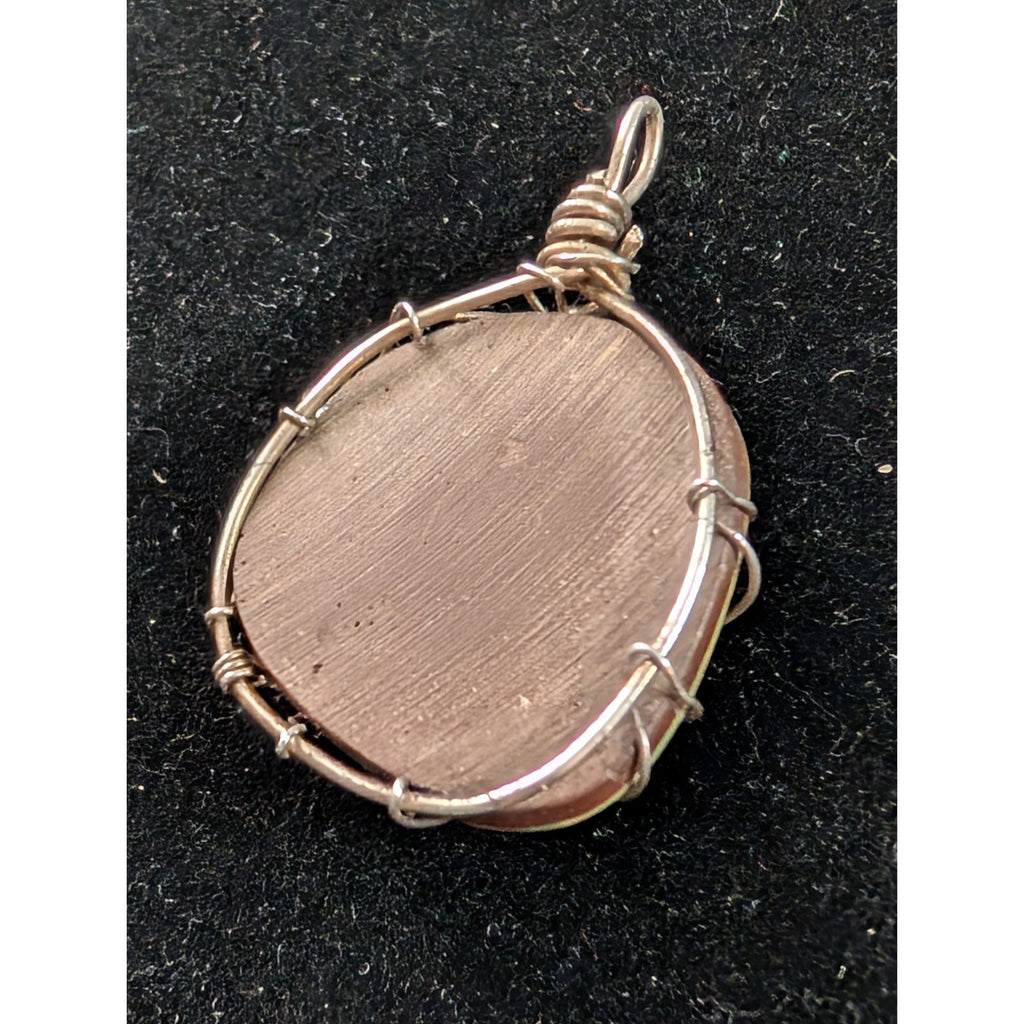 GREEN TURQUOISE Wire Wrap Sterling Silver 925 Pendant