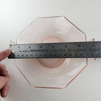 7" Pink Octagon Depression Glass Double Handled Scalloped Bowl