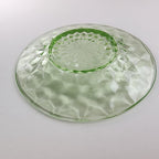 6" Block Optic UV Uranium Glow Plate Set of 4 Vintage Depression Glass