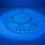 8" Green Depression Glass Scalloped Pattern Plates with Faint UV Glow Set of 2