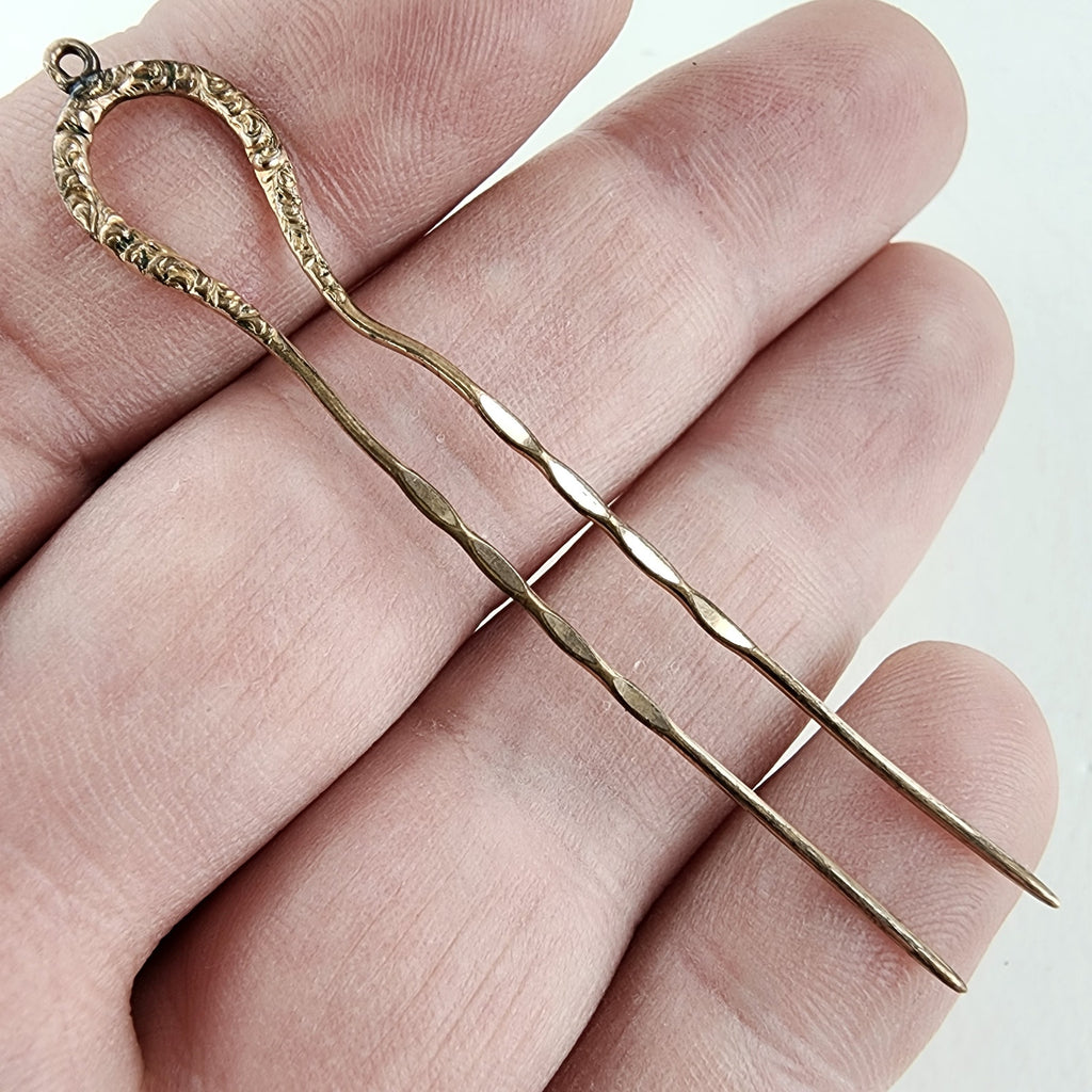 Gold Filled Victorian Hairpin Stick Pin Antique Edwardian for Eyeglasses