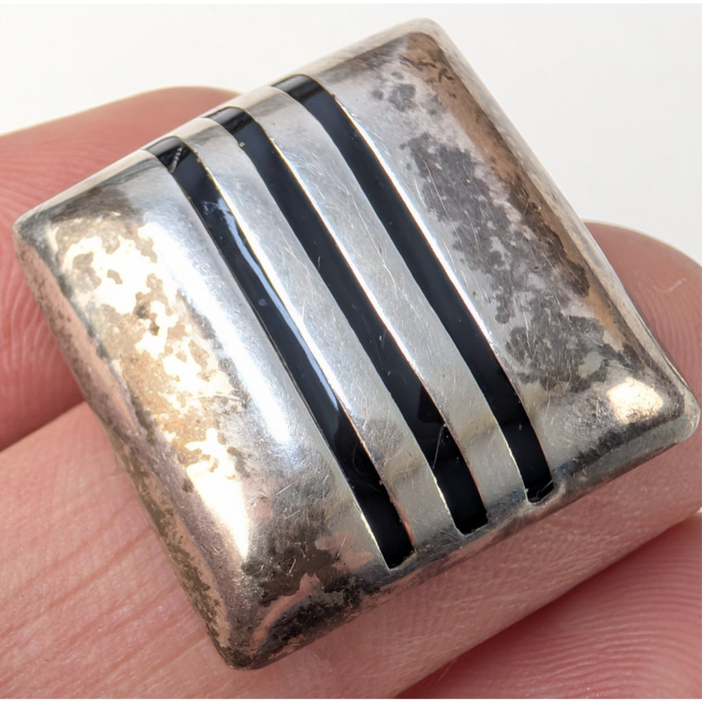 Taxco Modernist Square Sterling Silver 925 Earrings Vintage 18g