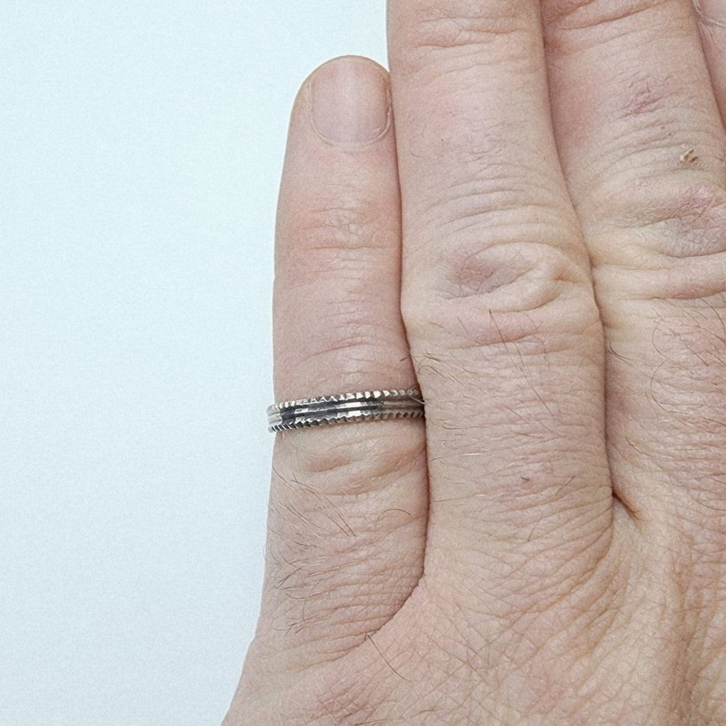 Diamond Cut Ring Sterling Silver 925 Textured Band Ring Size 7 1/4