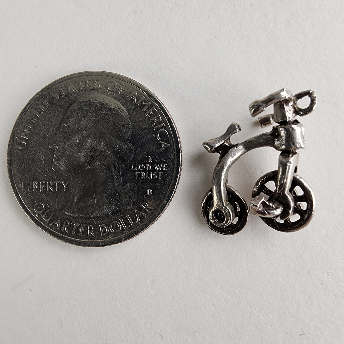 Vintage Childs Bicycle Charm in Sterling Silver 925 Bike