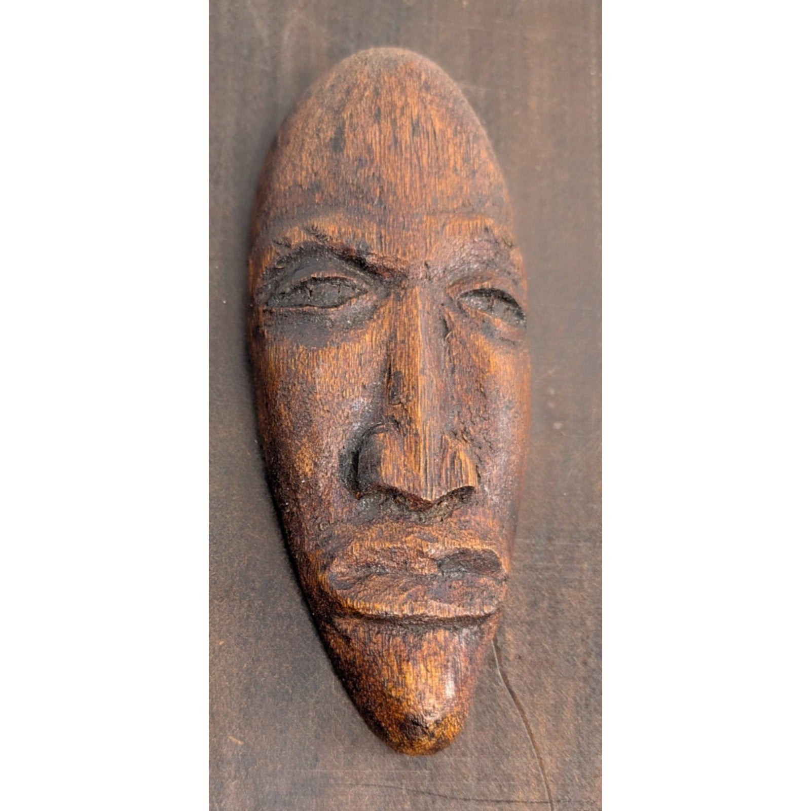 Midcentury Jamaican Carved Wall Hanging Face MCM