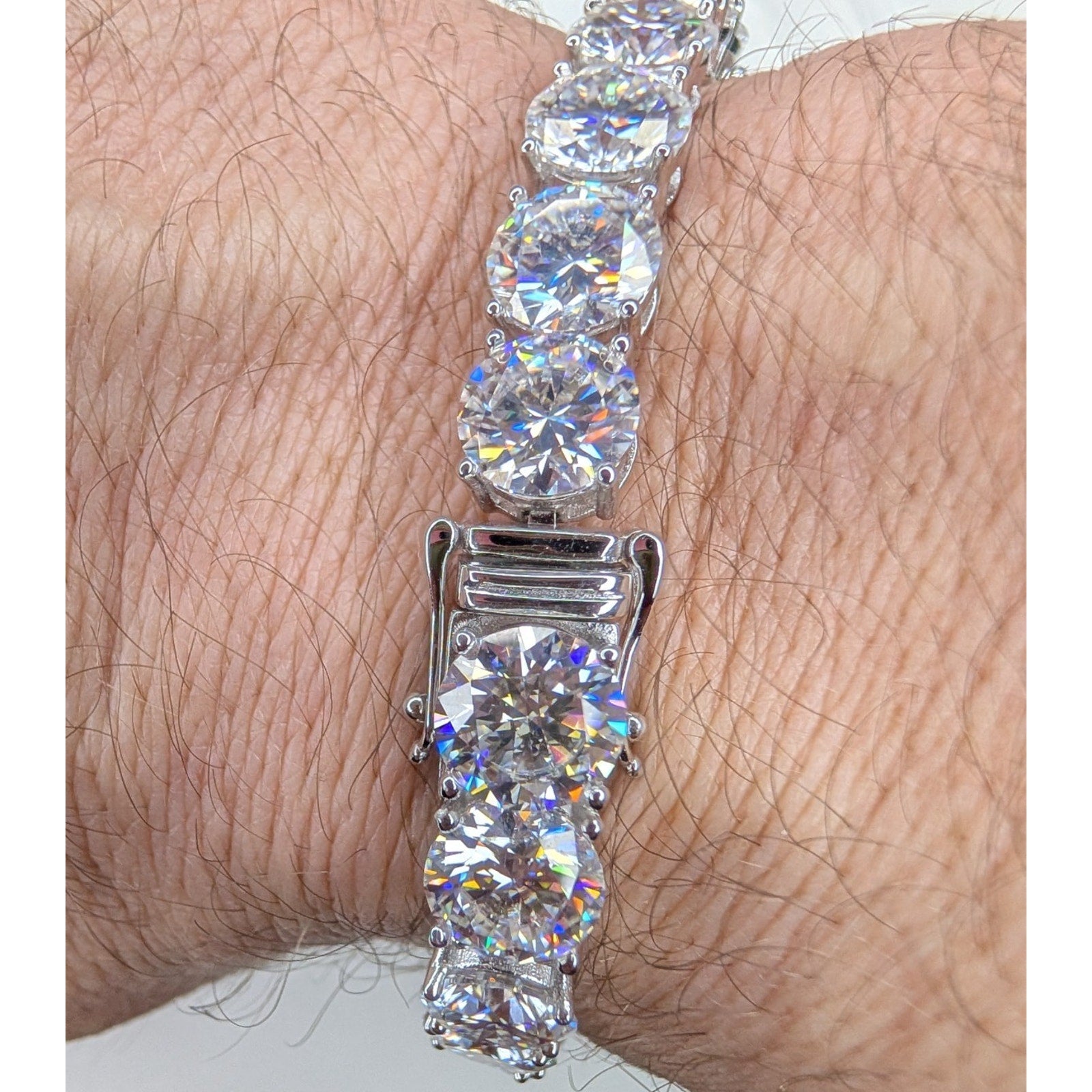 Moissanite Sterling Silver 925 Graduated Tennis Bracelet 8mm to 11mm 8.5" Length