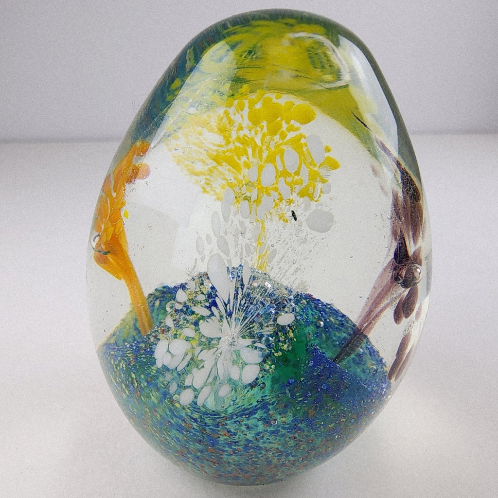 2 1/2" Tree Landscape Art Glass Paperweight Vintage Hand Blown Borosilicate