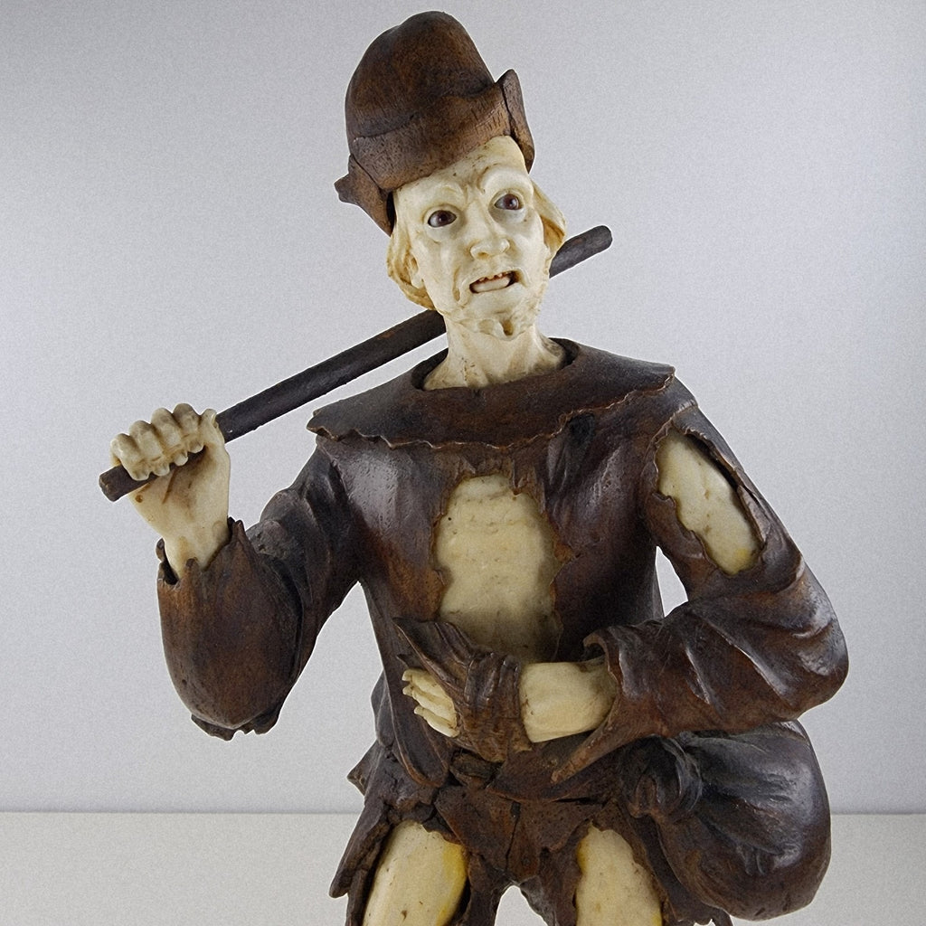 18th C Carved Wood Beggar Couple by Simon Troger or Follower Museum Quality