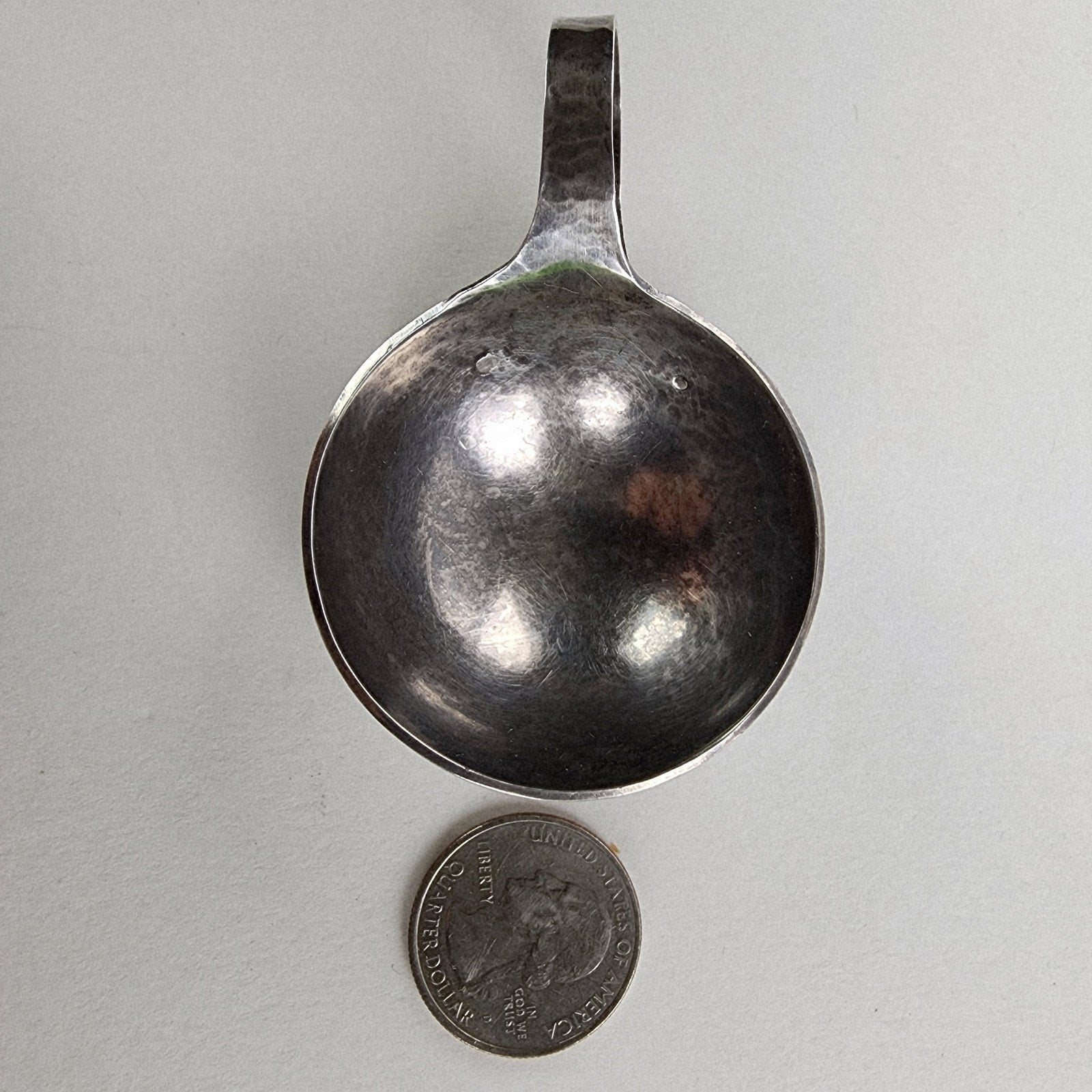 Georg Jensen Style Hand Hammered Salt Cellar with Spoon Sterling Silver 925