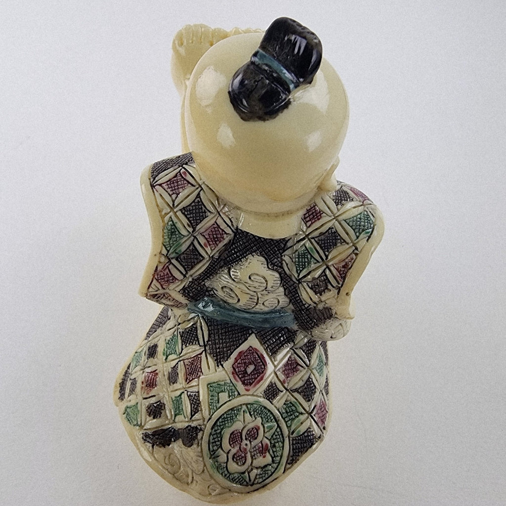 Japanese Boy Fertility Resin Figure Vintage Chinese Hand Carved Details