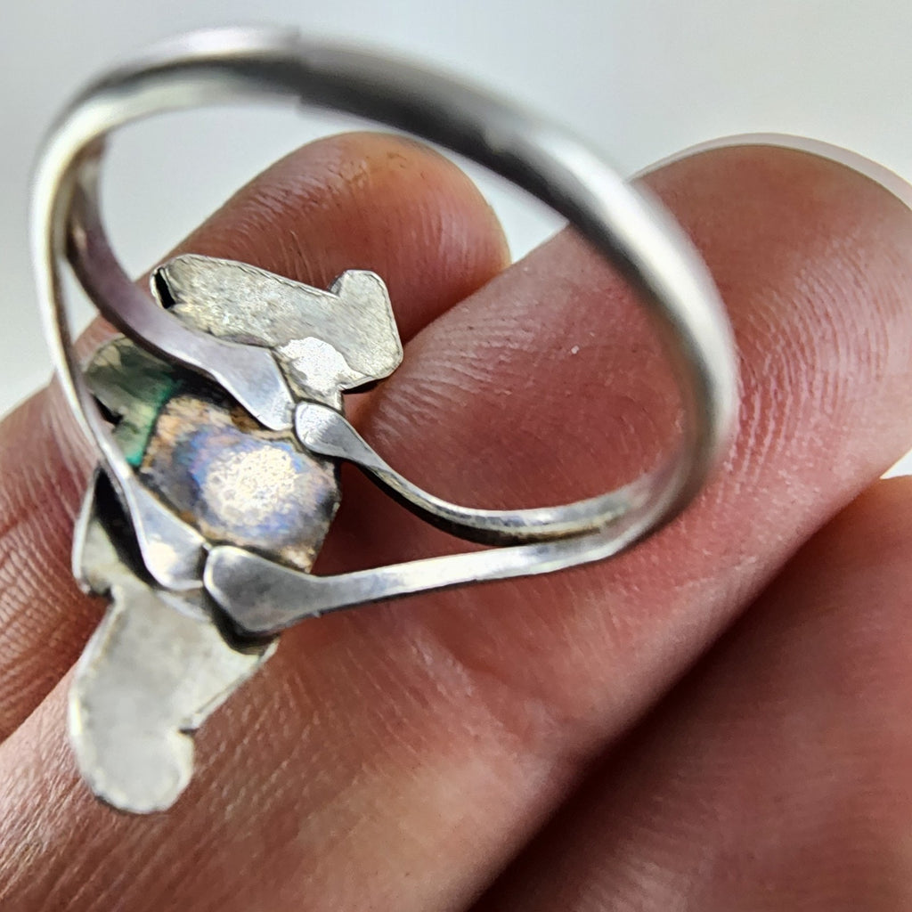 Malachite Cabochon Native Ring Size 7 Sterling Silver 925 Vintage