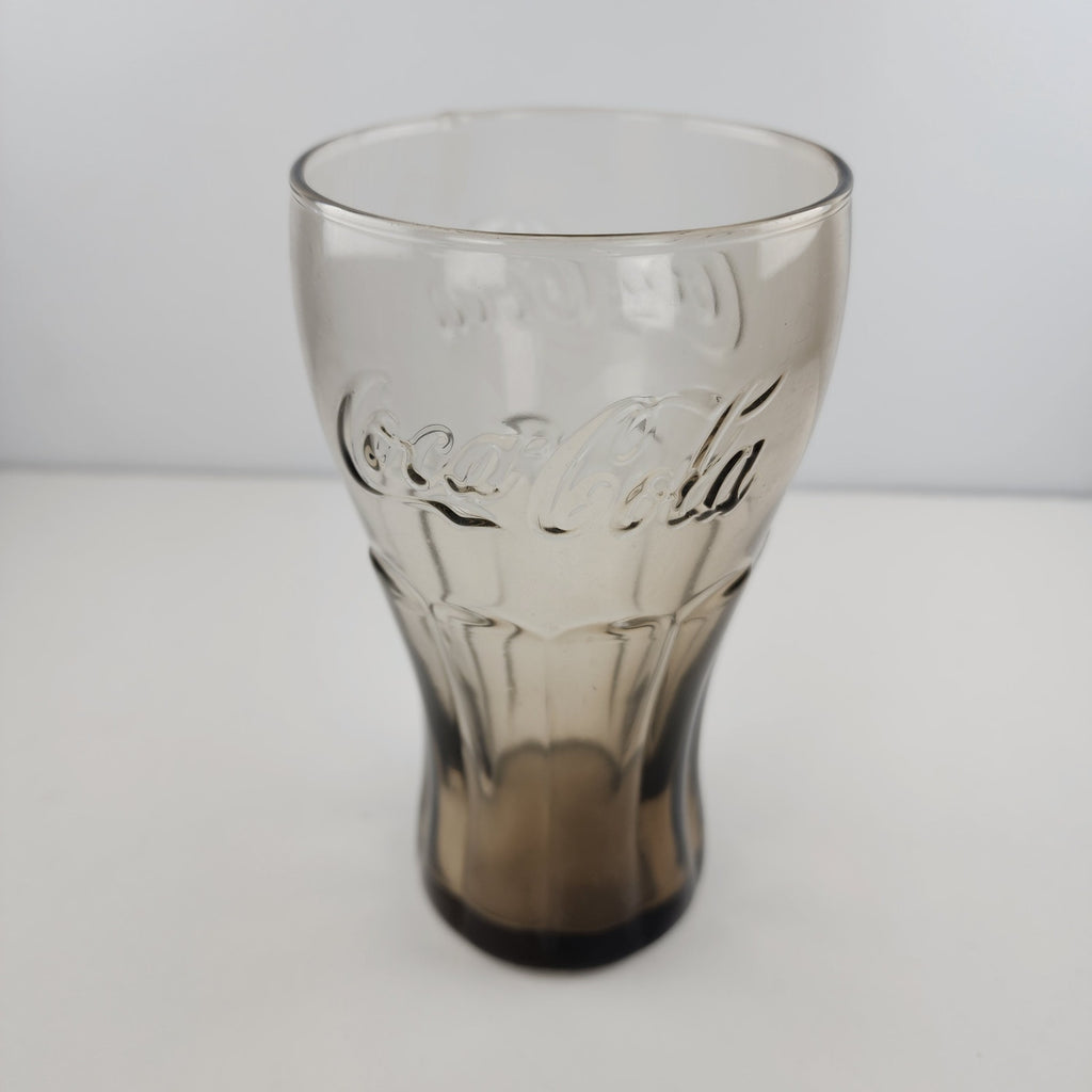 6" Tall Coca Cola Smoked Promo Glass Tumbler Light Brown Vintage