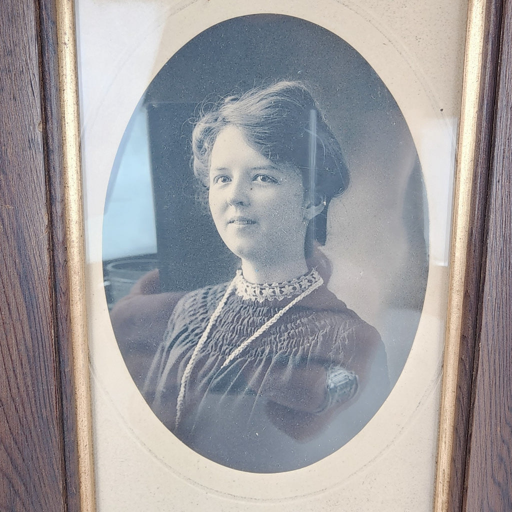 Black & White Woman Photo Framed Female Picture19th/20th Century Antique