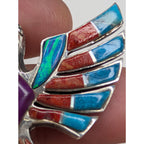 Bird Pendant Sterling Silver 925 Multistone Opal Turquoise Inlay Southwestern