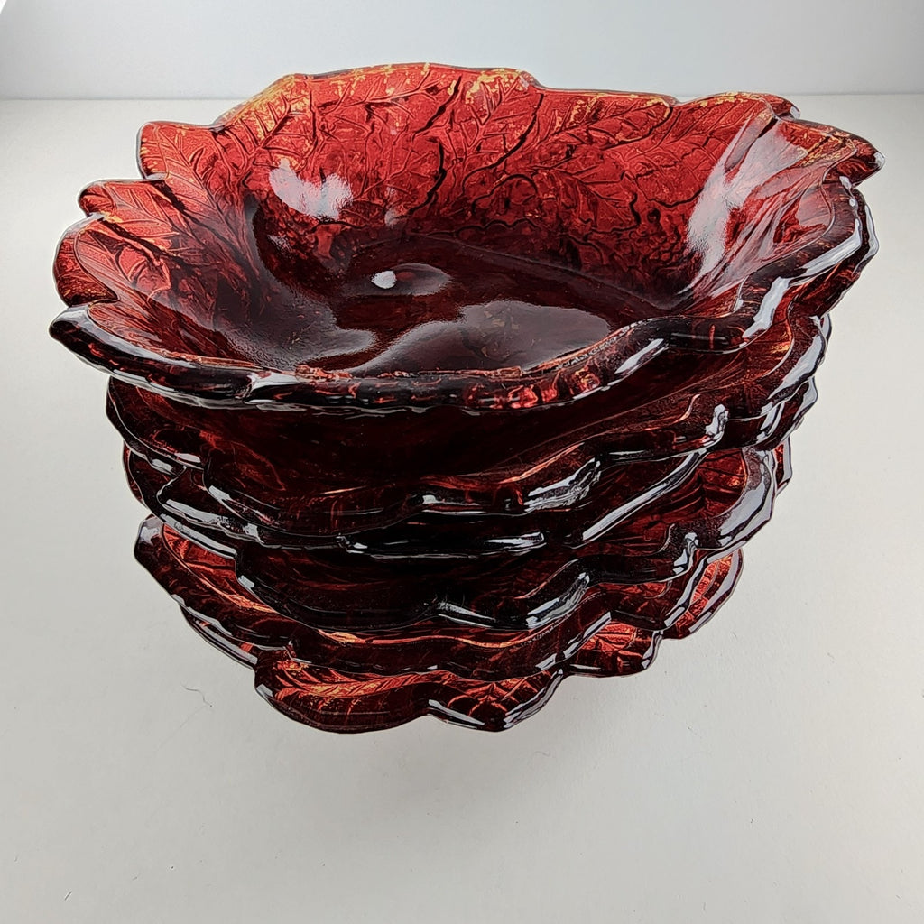 Indiana Glass Company Red & Yellow Logan Berry Bowl Set of 6