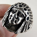 Native American Indian in Headdress Ring Size 8 1/4 Sterling Silver 925 Vintage
