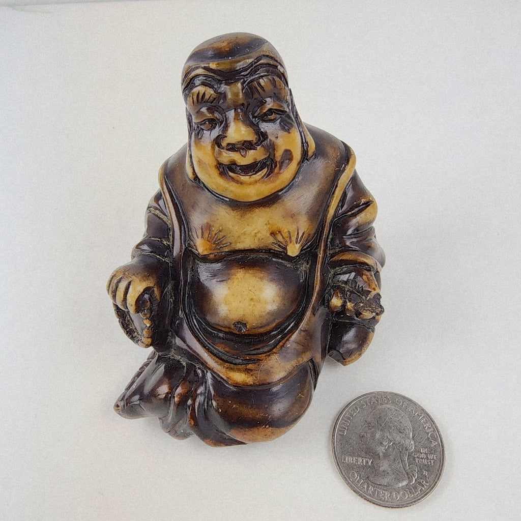 Laughing Happy Buddha Chinese Stone Carving Vintage