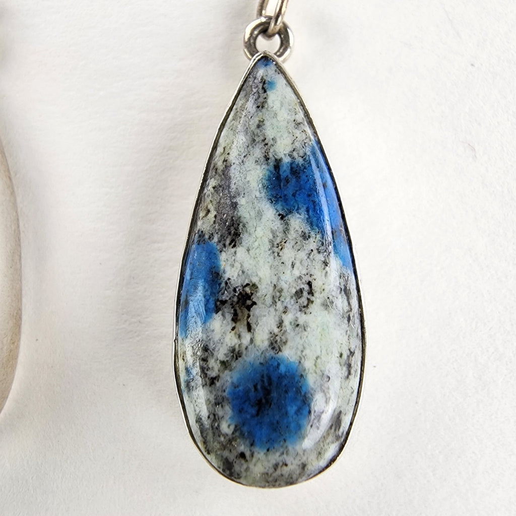 K2 Jasper Dangle Drop Earrings Sterling Silver 925 Vintage Azurite in Quartz