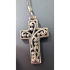 Scrollwork Cross Sterling Silver 925 Fish Hook Dangle Earrings Vintage