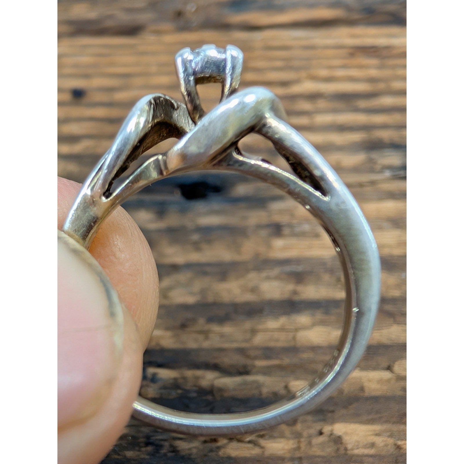 Vintage DIAMOMD Engagement Ring Sterling Silver 925 Size 6 1/2