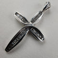 1/3ct Natural Baguette Cut Diamond Cross in Sterling Silver 925 Pendant