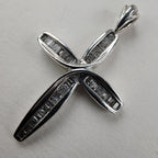 1/3ct Natural Baguette Cut Diamond Cross in Sterling Silver 925 Pendant