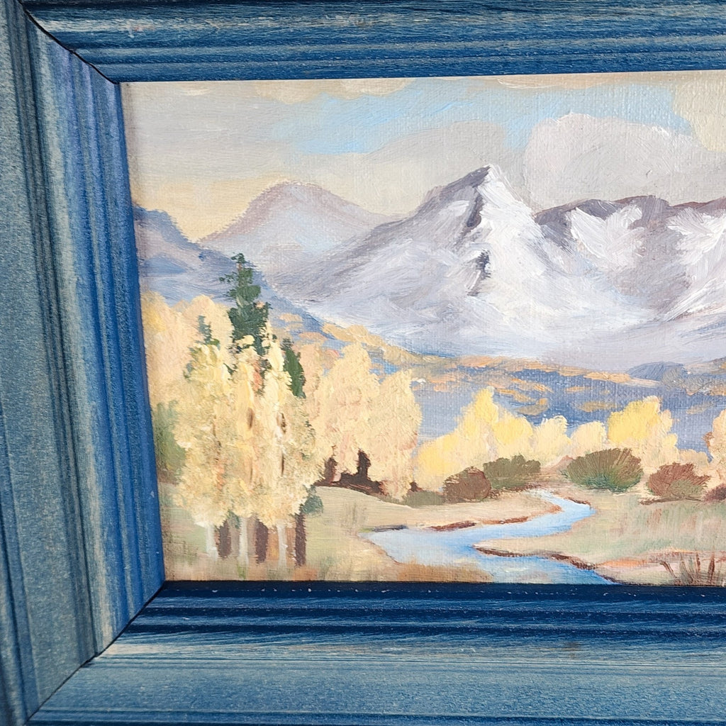Mountain Landscape Miniature Acrylic on Panel Framed Painting
