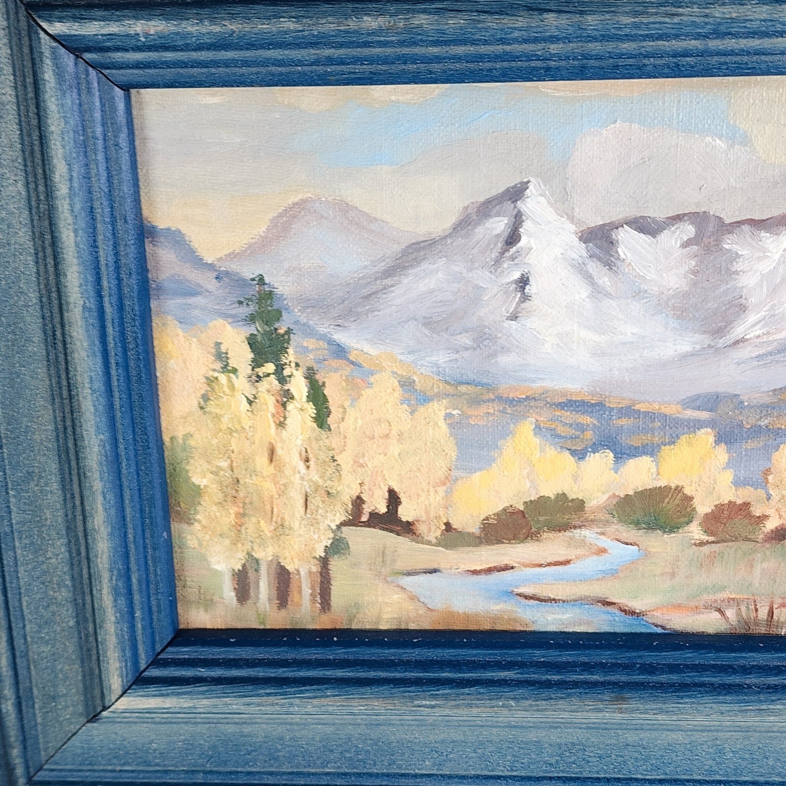 Mountain Landscape Miniature Acrylic on Panel Framed Painting