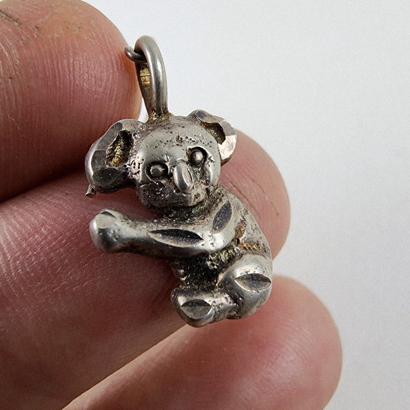 Koala Bear Earring & Pendant Set Diamond Cut Sterling Silver 925 Vintage