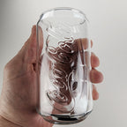 Coca Cola Can Shaped Classic Clear Embossed Glass Tumbler 4 3/4" Tall