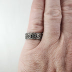 Vintage Mexico Wave Pattern Band Ring Size 8 1l4 in Sterling Silver 925