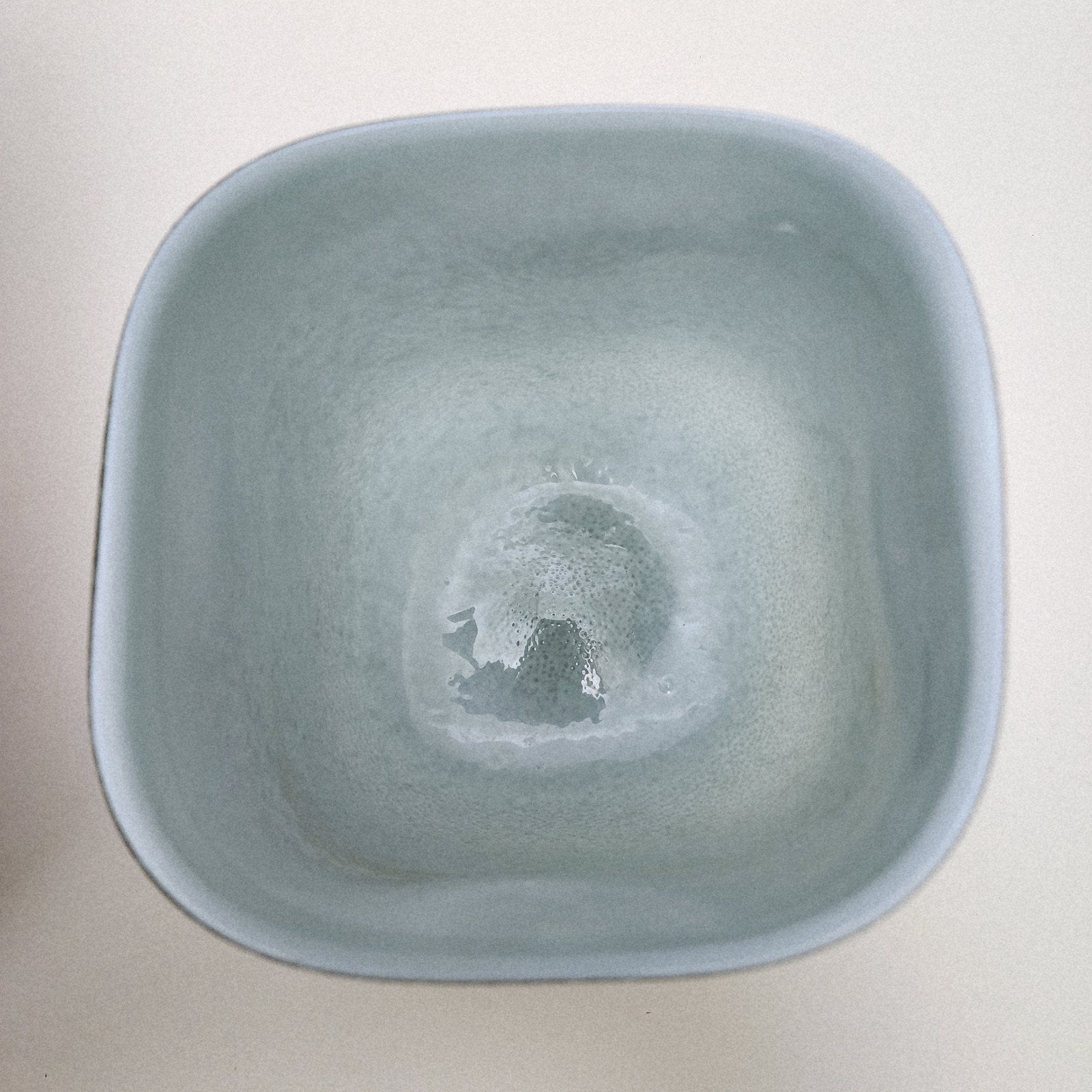 Seafoam Green Bubble Trap Art Glass Vase Hand Blown Square Vessel